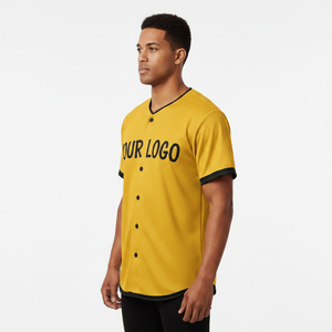 Maillot de baseball personnalisé, impression par sublimation, vêtements d'équipe, respirant, séchage rapide, maille unisexe, polyester, col en V entièrement boutonné - Product Image 3