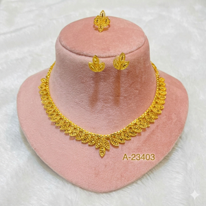 Juego de Joyería Nupcial Clásico Chapado en Oro de 24K, Collar y Aretes para Mujer, Aleación de Moda para Bodas A-23401 - Product Image 3