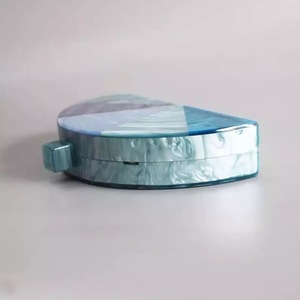 Handmade Epoxy Resin Jewelry Box Irregular Shape Artistic Home Decor <b>Craft</b> Blue Marbled Pattern - Product Image 3