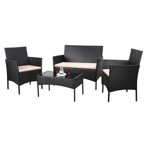 All-Weather <b>Black</b> PE Rattan Patio Furniture 4 Piece Set Outdoor Wicker <b>Sofa</b> and <b>Table</b> for Balcony Backyard Porch - Product Image 4