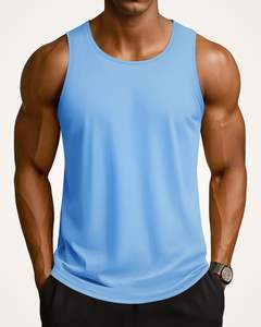 Débardeur de sport en polyester pour garçon et homme, sans manches, anti-boulochage, pour la musculation, le fitness et la course à pied - Product Image 1