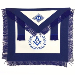 Master Mason Blue Lodge <b>Apron</b> - <b>White</b> & Navy Blue with Blue Fringe regalia suppliers with exceptional craftsmanship. - Product Image 6