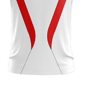 Tenue de cricket complète blanche et rouge, kit premium en tissu 100 % polyester, maillot à manches courtes imprimé et pantalon, personnalisable avec nom et numéro - Product Image 3