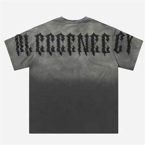 เสื้อยืดคอตตอนคุณภาพสูง 100% สำหรับผู้ชาย ไซส์พลัส สไตล์สตรีทแวร์ พิมพ์ลายสกรีน ย้อมสีไทได ทรงยาว - Product Image 2