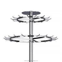 Présentoir rotatif détachable en acier inoxydable blanc antique pour perruques et extensions capillaires, sur pied, pour usage commercial