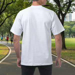 เสื้อยืดแขนสั้นผ้าฝ้ายสำหรับผู้ชายสีขาว - Product Image 3