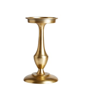 Distressed Metal Pillar Stand Industrial Chic Wedding Decoration Textured <b>Brass</b> Finish <b>Candlesticks</b> Holder Brutalist Home Decor - Product Image 4