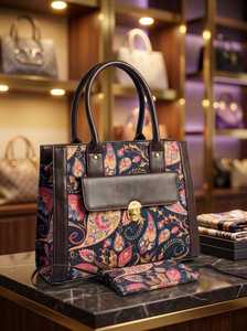 Sac fourre-tout en jacquard Paisley fait main avec mini pochette assortie - Product Image 2