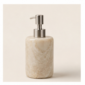 Premium Natural Beige Marble <b>Soap</b> Dispenser with Stainless Steel Pump Luxury Stone Liquid Handwash Bottle for Modern Bathroom - Product Image 5