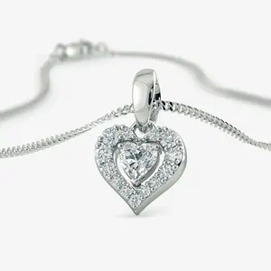<b>Heart</b> Moissanite Pendant – 925 Sterling <b>Silver</b> <b>Necklace</b> – Promise Gift for Her - Product Image 1