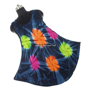 Vestido largo de rayón de alta calidad con cuello redondo para mujer, ropa de playa con efecto tie-dye, compra en línea, vestido tie-dye con estampado de sombrilla para mujer - Product Image 5