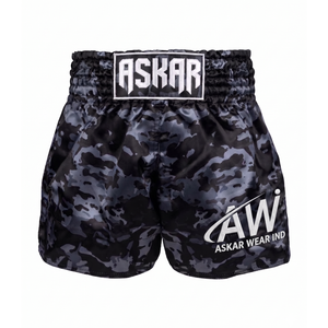 Shorts de boxe Askar vert avec ceinture dorée, sérigraphie, coupe ample, unisexe, 100 % polyester, légers, pour arts martiaux - Product Image 1