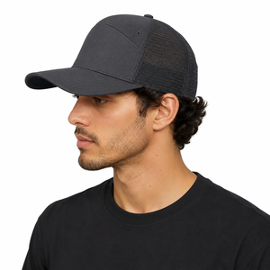 Gorra Trucker de Perfil Alto con Parche de Cuero Personalizado, Malla de Nylon en la Parte Trasera, Frente de Sarga de Algodón, Diseño con Cierre de Hebilla para Hombres y Mujeres, Estilo Casual - Product Image 6