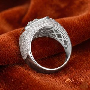 925 Sterling <b>Silver</b> Hip Hop Moissanite Engagement Wedding <b>Ring</b> for <b>Men</b> Iced Baguette Cluster Luxury Statement <b>Ring</b> Miami Style - Product Image 5