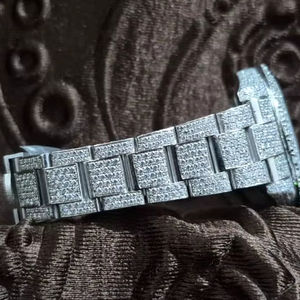 Reloj de Pulsera Clásico de Moda para Hombre, de Cuarzo, Acero Inoxidable, con Gemas de Moissanita VVS Color D, Elegante y de Prestigio, Resistente al Agua hasta 30 m para Uso Diario - Product Image 1