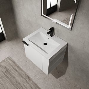 Mobile Bagno Moderno da 24 Pollici con Lavabo Integrato, Set Mobiletto Bagno Bianco con Ampio Spazio per Bagni Piccoli - Product Image 6