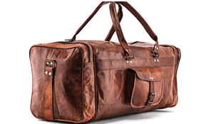 Sac de voyage en cuir de chèvre véritable, fait main, élégant, avec logo - Product Image 2
