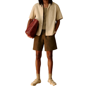 Shorts de loisirs unisexe en lin italien de qualité supérieure, taille mi-haute, braguette boutonnée, pour la gym et la course, style resort de luxe, personnalisable OEM, léger et respirant - Product Image 6