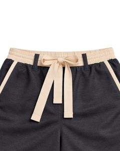 Conjunto de camiseta sin mangas y pantalones cortos para hombre, color gris oscuro, informal, de verano, de algodón, con ribete en contraste y cordón ajustable, de dos piezas. - Product Image 4
