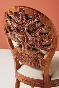 Chaise de salle à manger en teck moderne, durable et écologique, avec dossier rond et assise en cuir rembourré - Product Image 6