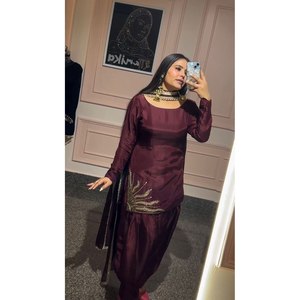 Magnifique ensemble élégant pour soirée, haut et bas avec dupatta, taille XL - Product Image 4