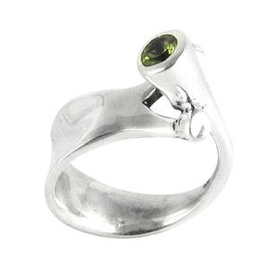 Unique <b>925</b> Sterling <b>Silver</b> Classic Bezel Setting <b>Ring</b> Comes <b>With</b> Round Cut Natural Peridot Solitaire <b>Ring</b> For Party-Anniversary - Product Image 1