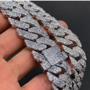 Hip-hop <b>Iced</b> <b>Out</b> Luxury Miami Cuban Link <b>Chain</b> High-quality Moissanite Diamond 15mm Cuban Necklace for Party - Product Image 2