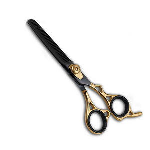 Fancy Handle Razor Edge Sharp Blade Tip Stainless Steel Hair <b>Thinning</b> Scissors Double Finger Rests Stainless Steel Handle - Product Image 1