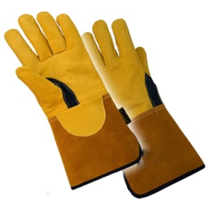 Reinforced Cowhide Grain & Split Leather Tig Welding Gloves CE Certified <b>Fire</b> Proof Anti-Slip Industrial Safety Heavy Duty Glove - Product Image 1