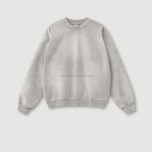 Sudadera de algodón 100% de gran tamaño de alta calidad, cuello redondo con hombros caídos, sudaderas con capucha desteñidas al sol Vintage - Product Image 5