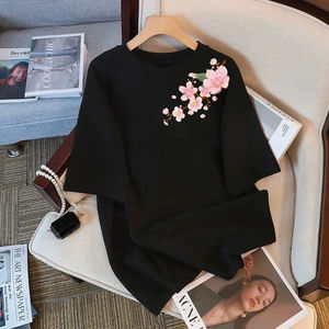 T-shirt Femme en Coton Pur Blanc à Manches Courtes – Nouvelle Collection Été 2025 – Grande Taille Confortable et Respirant – Haut Décontracté - Product Image 2