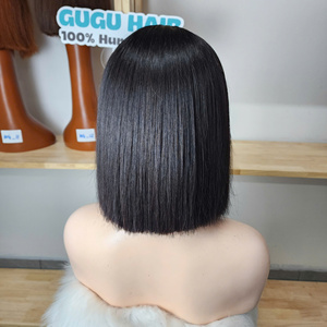 Perruque Bob Lisse Effet Osseux Densité 180% avec Fermeture en Dentelle Transparente 5x5 Cheveux Humains Vierges Vietnamiens Couleur Noir Naturel - Product Image 5