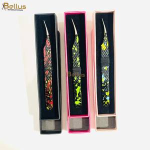 <b>Professional</b> Semi Curved Eyelash Extension Tweezers Double Tone Paper Coated Stainless Steel Durable Custom Logo Salon Use - Product Image 3