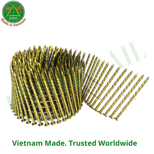 2-3/4 Inch Steel Coil <b>Nails</b> Checkered Flat Head Style Zinc Yellow-Chromate Plated Ring/Screw/Smooth Shank Roofing Pallet Making - Product Image 6