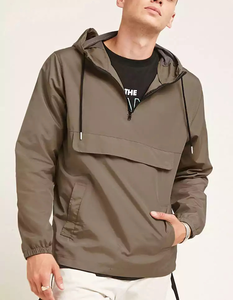 Wholesale Spring Quarter Zip <b>Canvas</b> Stand Collar Windproof <b>Men's</b> High Quality Sports Windbreaker Pullover 100% Nylon <b>Jacket</b> - Product Image 1