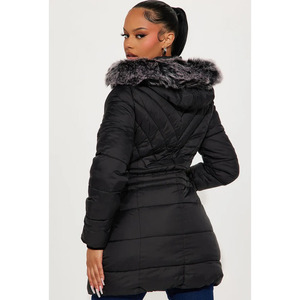 Chaqueta Acolchada de Invierno para Mujer, de Alta Calidad, Resistente al Viento, con Forro de Piel, Cierre de Cremallera, Cuello Alto y Mangas Abullonadas - Product Image 3
