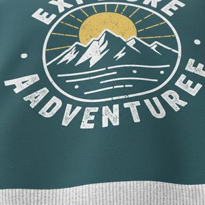 Sweat-shirt en maille graphique en mélange de coton épais, thème aventure en plein air, haut à manches longues - Product Image 5