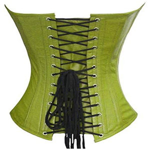 Salva <b>Leather</b> Women's Green Gothic <b>Corset</b> Zipper Closure Lace-Up Front Regular Length Waterproof V-neck 100% <b>Leather</b> Outerwear - Product Image 4