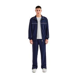 Chándal con cremallera reflectante de nailon atlético de fabricante de ropa de calle al por mayor, chaqueta de hombre con ribetes, chándal cortavientos para hombre - Product Image 3