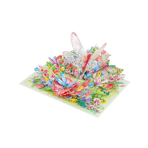 Carte de vœux florale 3D pop-up libellule, impression offset, carte en papier personnalisée pour la vente en gros - Product Image 3