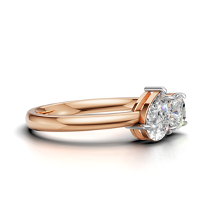 Anillo Toi Et Moi con diamante cultivado en laboratorio certificado por IGI, oro amarillo/blanco y rosa de 18 quilates, forma de pera y cojín, anillo de compromiso para mujer - Product Image 4