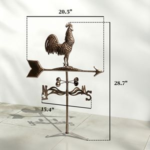 Giravento in Metallo a Forma di Gallo per Esterni, Indicatore di Direzione del Vento per Montaggio su Tetto - Product Image 2