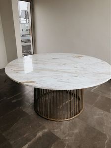 Mesa de centro decorativa con acabado de mármol, mesa de centro con base geométrica, mesa de centro artística, mesa de centro elegante, mesa de centro moderna - Product Image 6