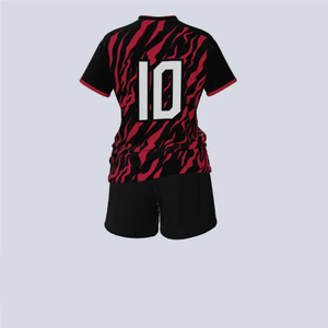 Black and <b>Red</b> Color Combination With Tiger Stripes Girl Football Kit Private Label Women Jersey Shorts Uniform For Club - Product Image 2