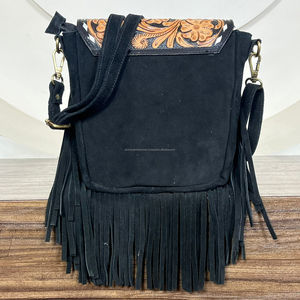 Luxury Handmade Tooled Leather Fringe Crossbody Bag Western Floral Carved Cowhide Shoulder Purse Handmade Vintage Bag for Women - Product Image 5