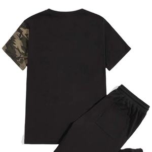 Ensemble décontracté de t-shirt et de pantalon de survêtement pour homme, imprimé automne, 100% coton, anti-boulochage, respirant, vente en gros, collection 2024 - Product Image 1