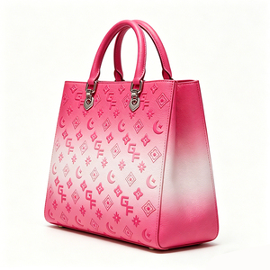 Sac à main de luxe pour femme, sac fourre-tout en cuir PU dégradé, doublure en polyester, doubles poignées avec décoration de lettres - Product Image 4