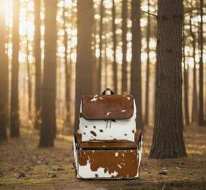 Sac à dos en cuir véritable de vachette fait main avec poils, style vintage, pour voyage, ordinateur portable, école, fermeture éclair, portable HNBP-0063 - Product Image 6