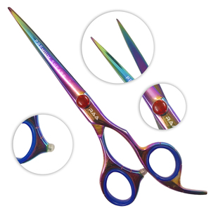 Ciseaux de coiffure professionnels multicolores arc-en-ciel RAA-184, acier inoxydable japonais, lames de coupe longue durée - Product Image 1
