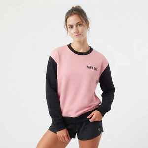 เสื้อสเวตเตอร์บล็อกสีสำหรับผู้หญิง คอกลม แขนยาว สีชมพู สีดำ ผ้าฝ้ายถัก สำหรับใส่ในฤดูใบไม้ร่วง - Product Image 1